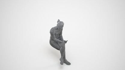 3D people model woman sport, scanned human for 3ds Max rendering, wireframe three-quarter view