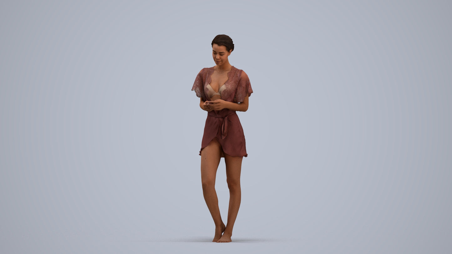 3D scanned woman bathroom, photorealistic archviz people for Enscape and SketchUp, standing pose render