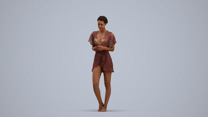 3D scanned woman bathroom, photorealistic archviz people for Enscape and SketchUp, standing pose render