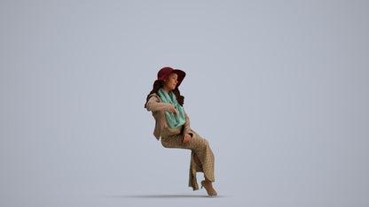 realistic 3D human woman casual sitting, archviz people FBX OBJ for Blender, standing pose render