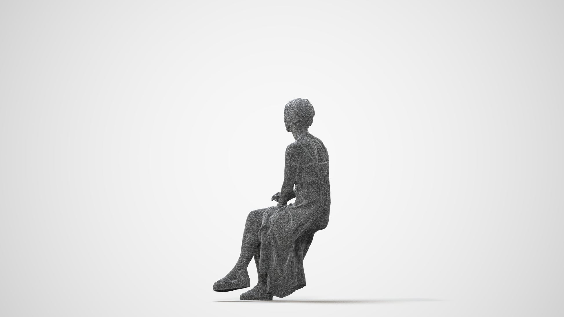 3D people model senior woman sitting, scanned human for 3ds Max rendering, square thumbnail