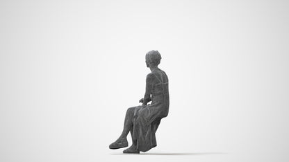 3D people model senior woman sitting, scanned human for 3ds Max rendering, square thumbnail