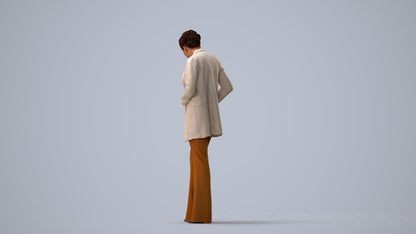 scanned 3D woman business standing, photogrammetry people for Enscape and V-Ray, three-quarter view render