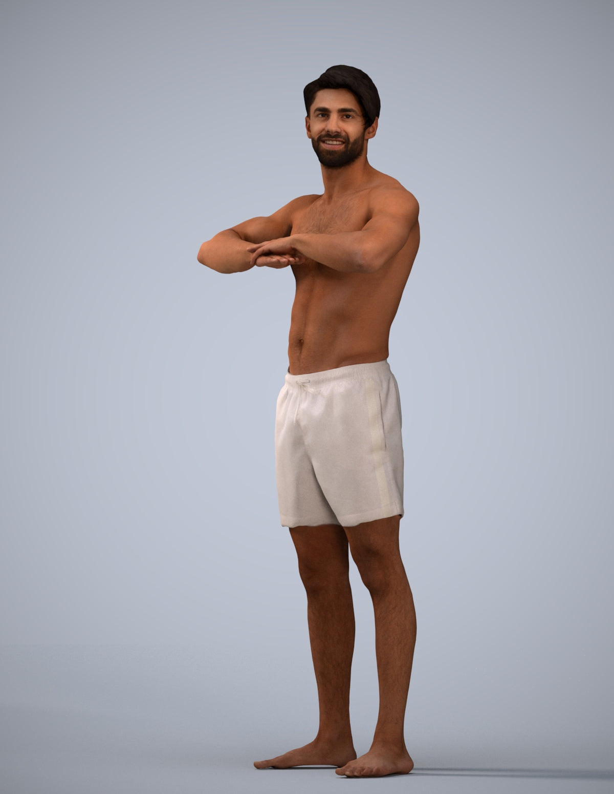 scanned 3D man pool, photogrammetry people for Enscape and V-Ray