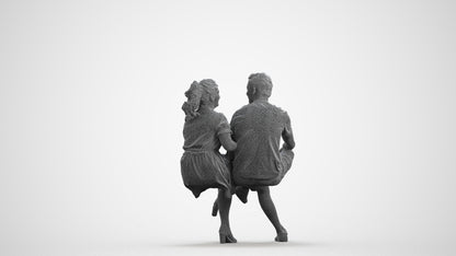 3D scanned woman couple casual, photorealistic archviz people for Enscape and SketchUp, wireframe front view
