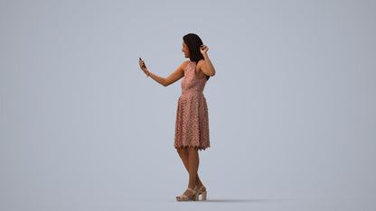 scanned 3D woman formal standing, photogrammetry people for Enscape and V-Ray, three-quarter view render
