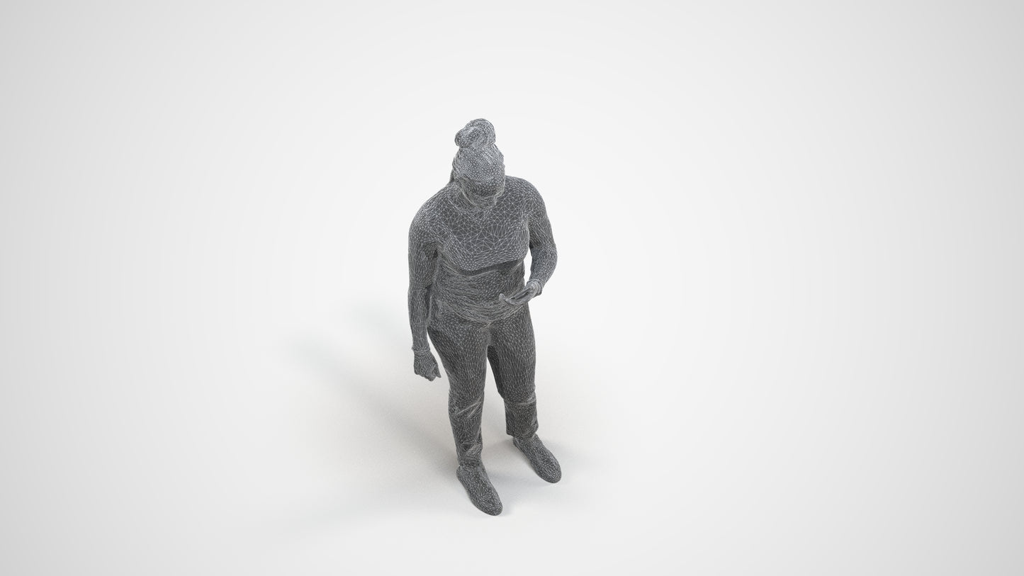 realistic 3D people woman casual standing, render-ready for V-Ray and Corona, FBX OBJ, wireframe three-quarter view