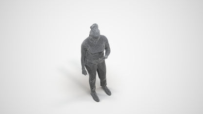 realistic 3D people woman casual standing, render-ready for V-Ray and Corona, FBX OBJ, wireframe three-quarter view