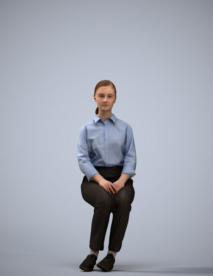 realistic 3D human girl kids, archviz people FBX OBJ for Blender