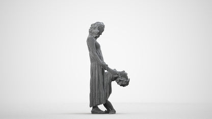 3D human model girl casual kids, photogrammetry scanned person for archviz, wireframe side view