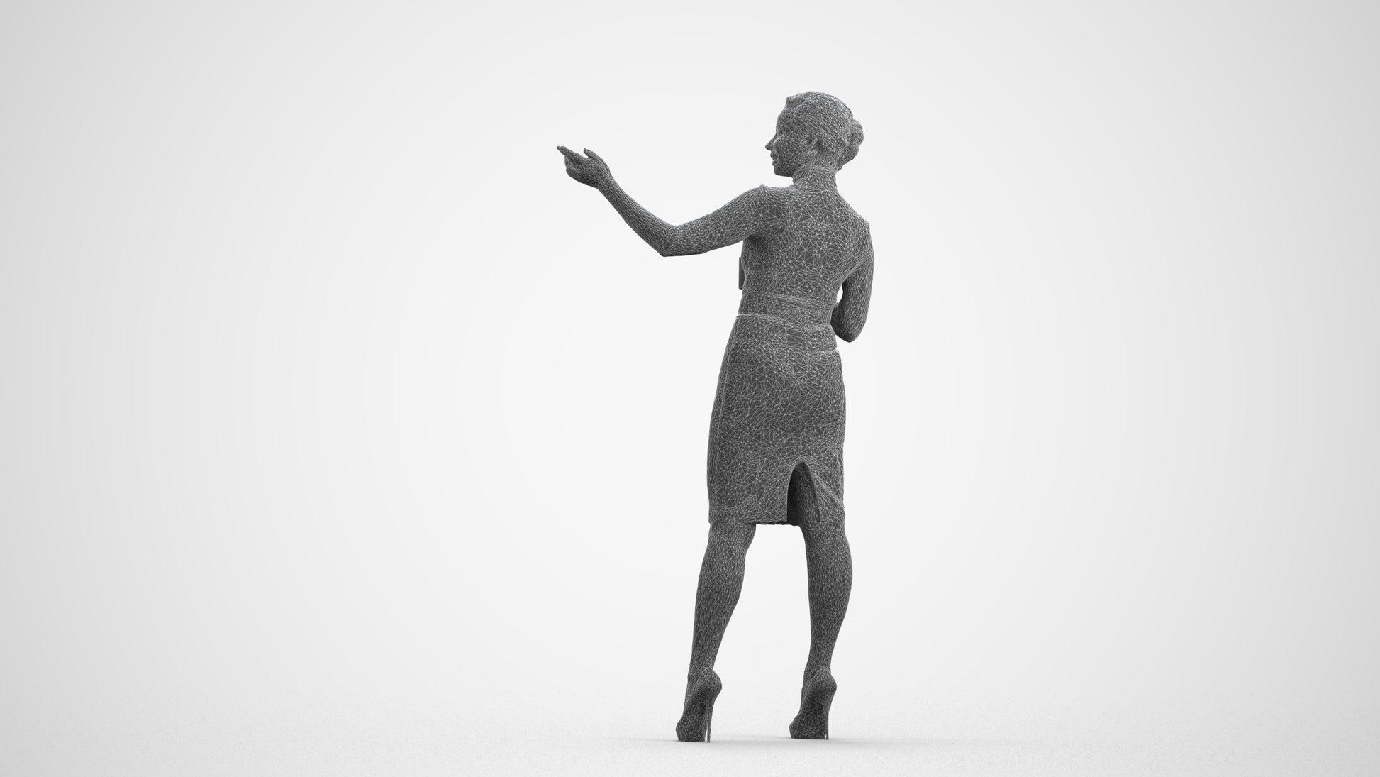 photogrammetry 3D woman business, realistic human model archviz FBX, wireframe front view