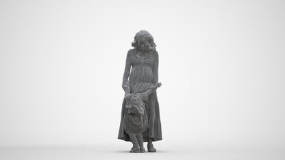 3D human model girl casual kids, photogrammetry scanned person for archviz, three-quarter front view render