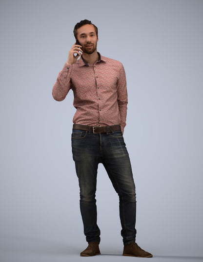 realistic 3D people man casual standing, render-ready for V-Ray and Corona, FBX OBJ