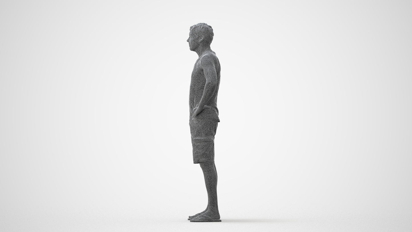 realistic 3D human man casual standing, archviz people FBX OBJ for Blender, square thumbnail