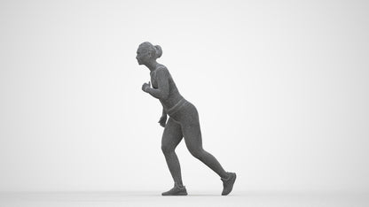 3D people model woman sport, scanned human for 3ds Max rendering, wireframe back view