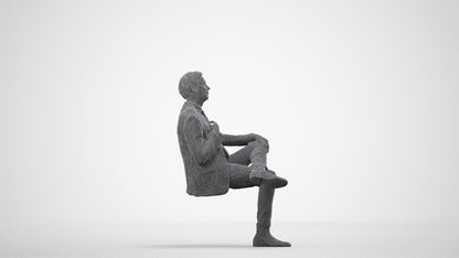 3D people model man business, scanned human for 3ds Max rendering, wireframe side view