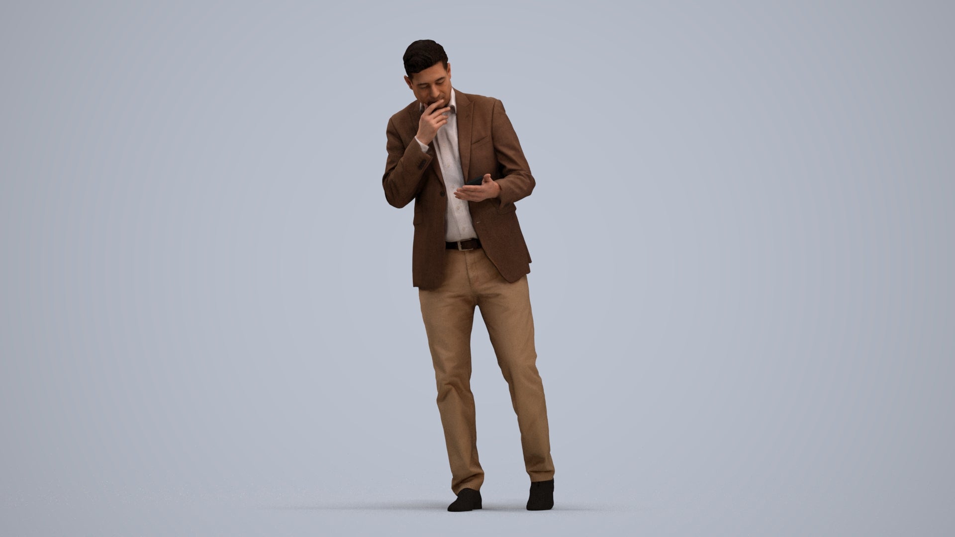 3D people model man business walking, scanned human for 3ds Max rendering, standing pose render