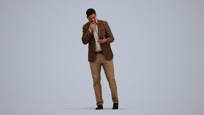 3D people model man business walking, scanned human for 3ds Max rendering, standing pose render