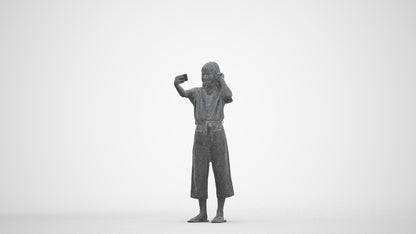 realistic 3D girl kids, scanned archviz people for Blender and 3ds Max, three-quarter front view render