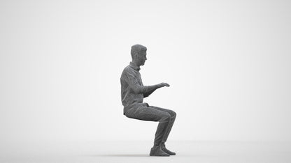 realistic 3D man casual business, scanned archviz people for Blender and 3ds Max, wireframe side view