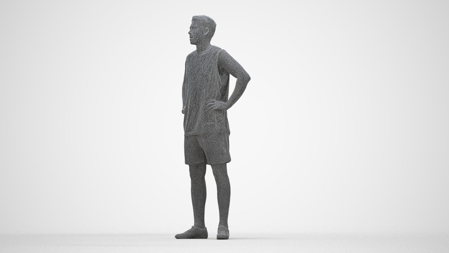 realistic 3D human man sport, archviz people FBX OBJ for Blender, wireframe back view