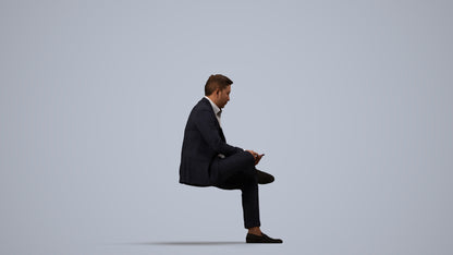 photogrammetry 3D man business, realistic human model archviz FBX, side view render