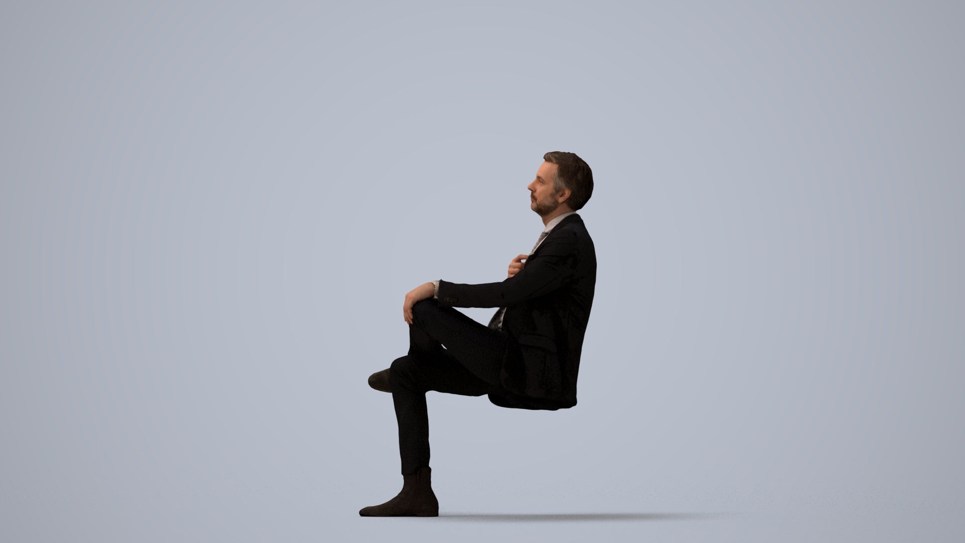 3D people model man business, scanned human for 3ds Max rendering, three-quarter view render