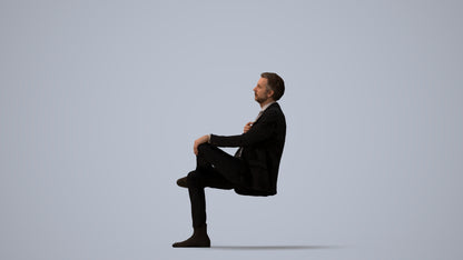 3D people model man business, scanned human for 3ds Max rendering, three-quarter view render