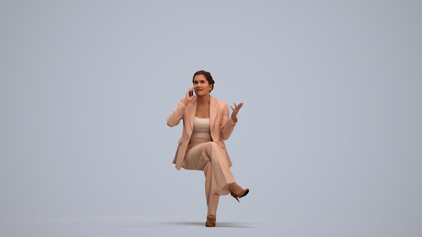 3D scanned woman business, photorealistic archviz people for Enscape and SketchUp, standing pose render