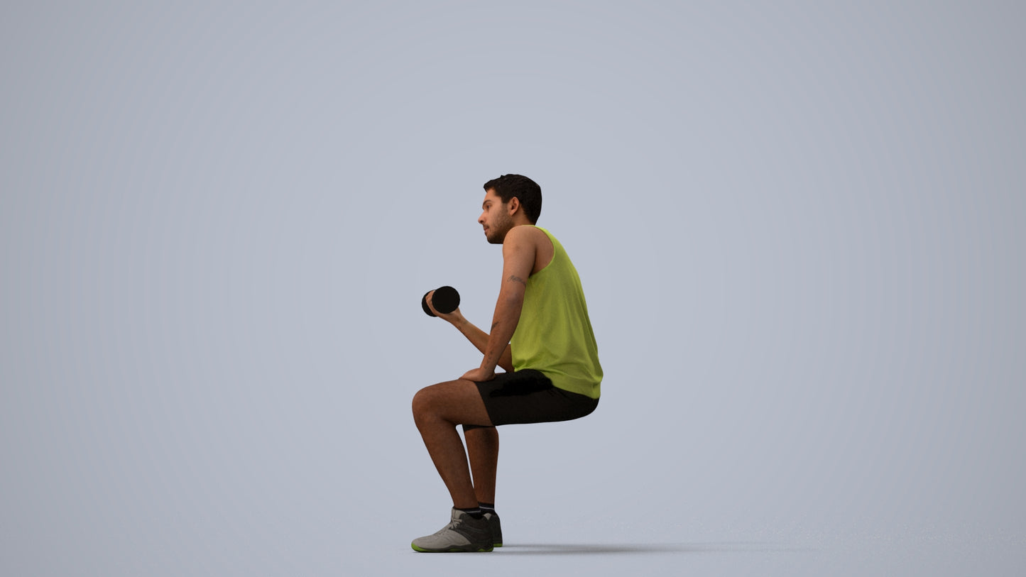 3D people model man sport, scanned human for 3ds Max rendering, three-quarter view render