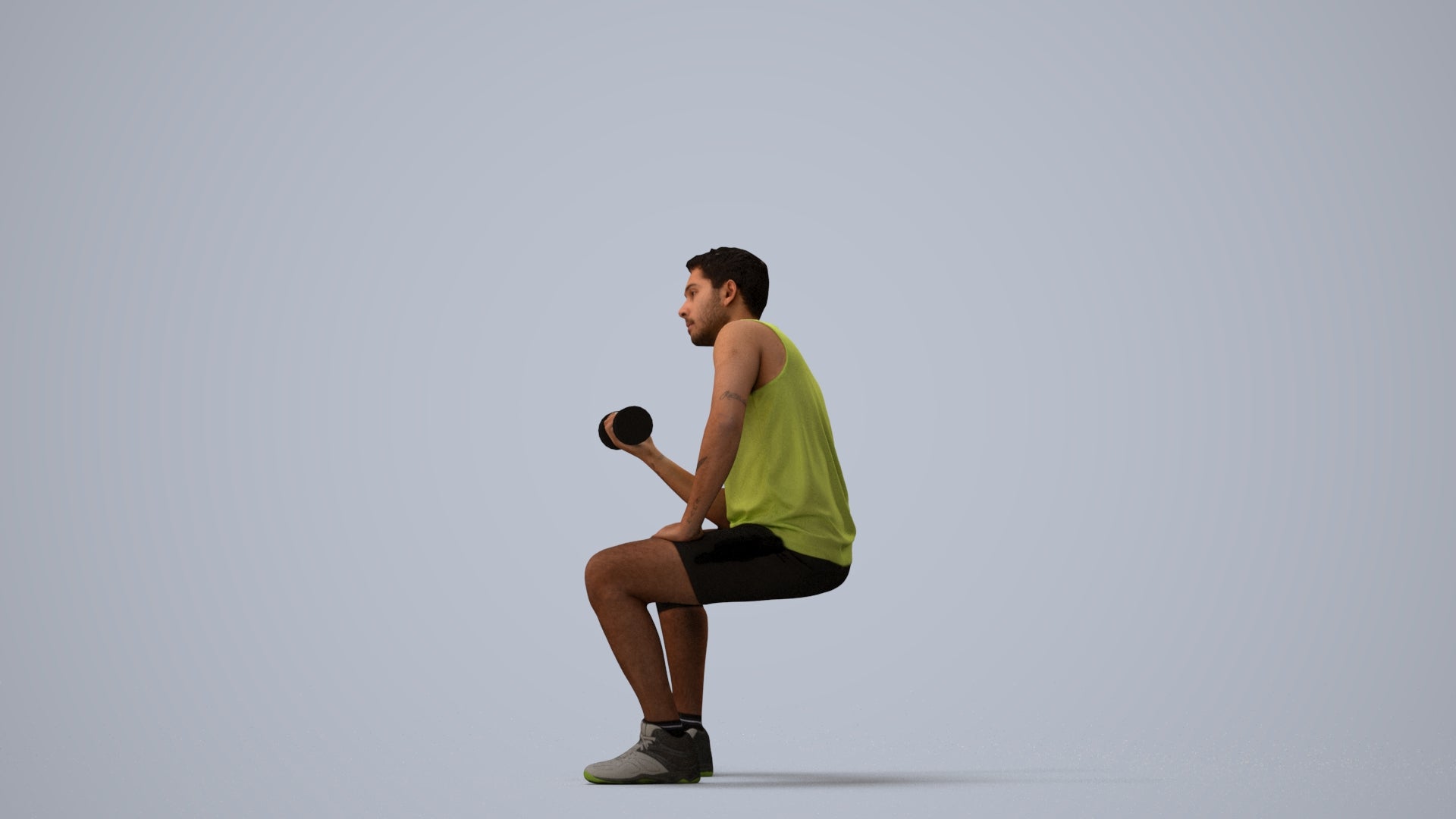 3D people model man sport, scanned human for 3ds Max rendering, three-quarter view render