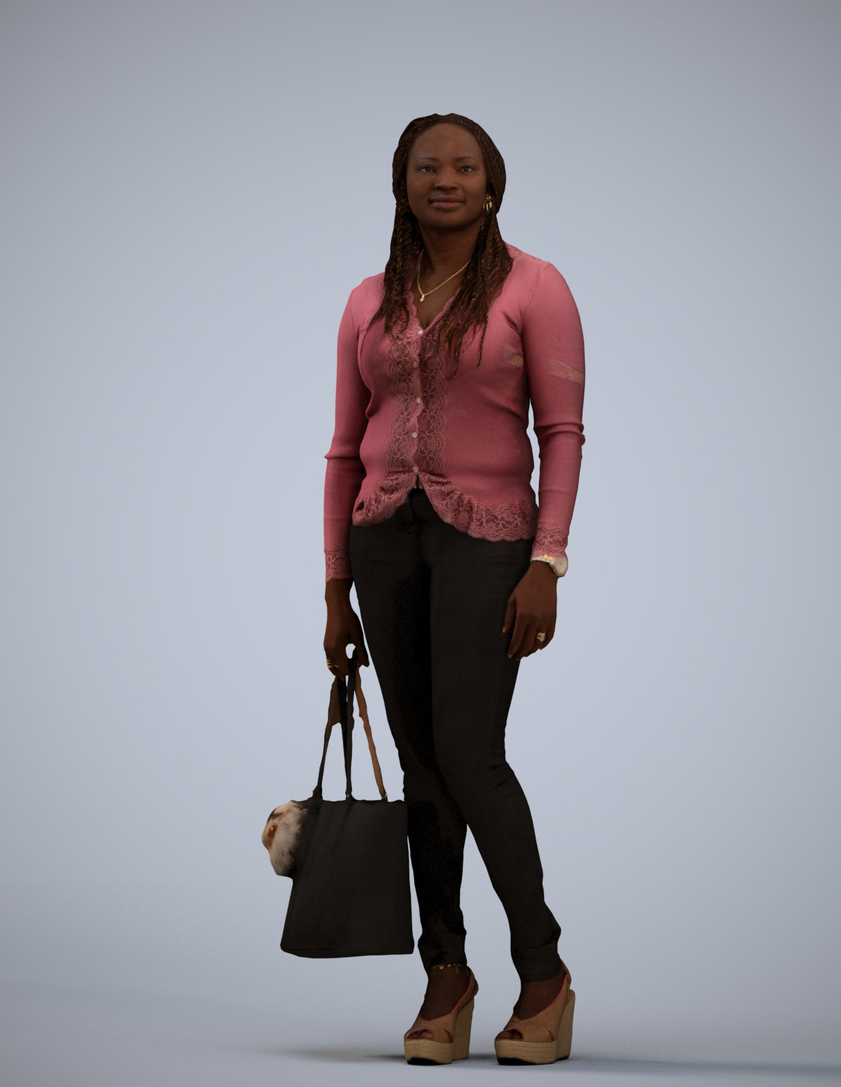 realistic 3D people woman casual standing, render-ready for V-Ray and Corona, FBX OBJ