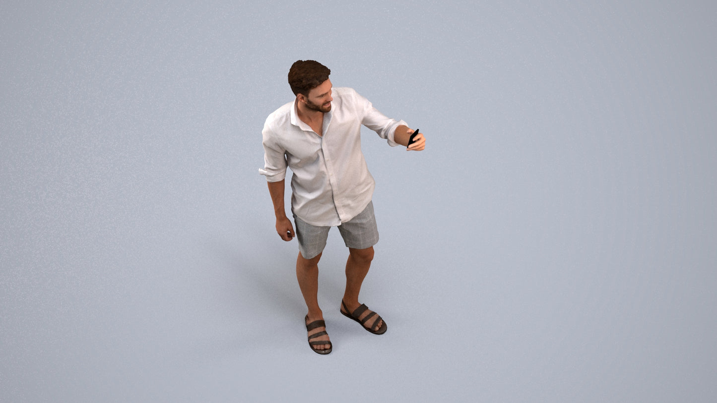 photogrammetry 3D man casual standing, realistic human model archviz FBX, back view render