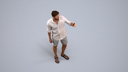 photogrammetry 3D man casual standing, realistic human model archviz FBX, back view render