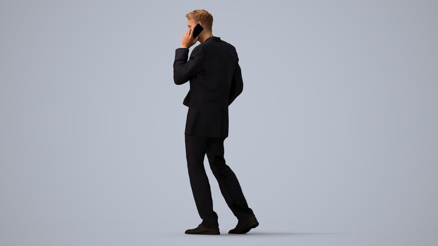 realistic 3D people man business, render-ready for V-Ray and Corona, FBX OBJ, three-quarter view render