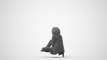 3D human model woman business sitting, photogrammetry scanned person for archviz, square thumbnail