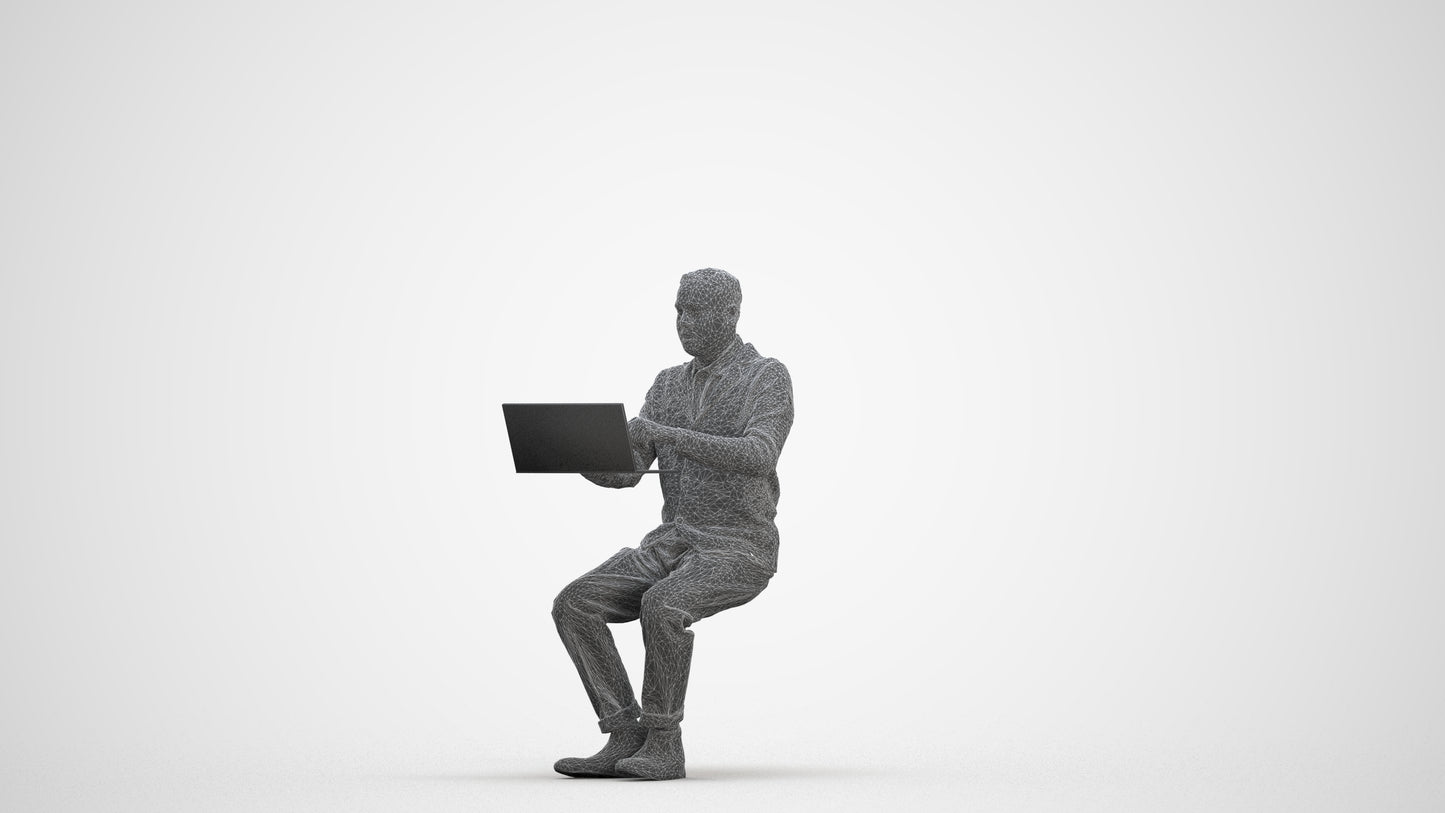 realistic 3D human man business, archviz people FBX OBJ for Blender, three-quarter front view render