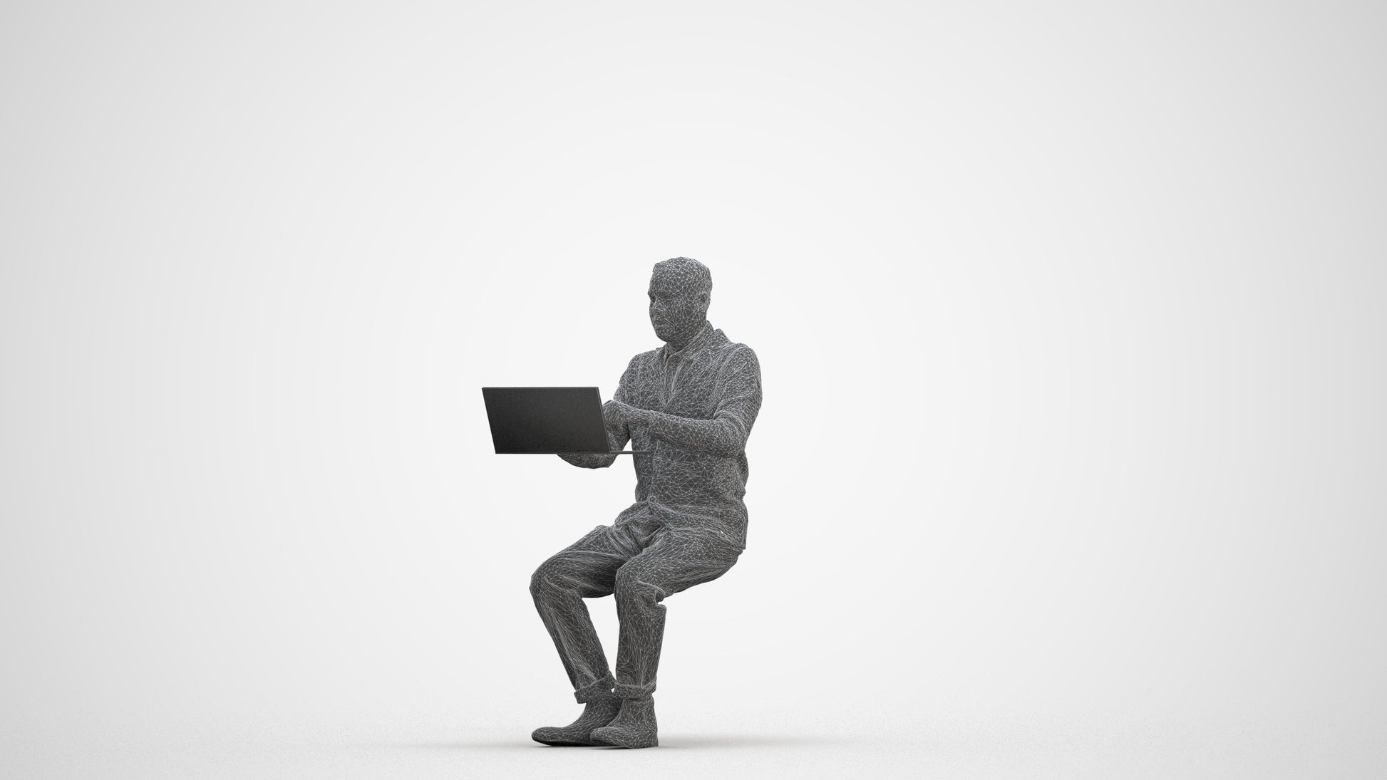 realistic 3D human man business, archviz people FBX OBJ for Blender, three-quarter front view render