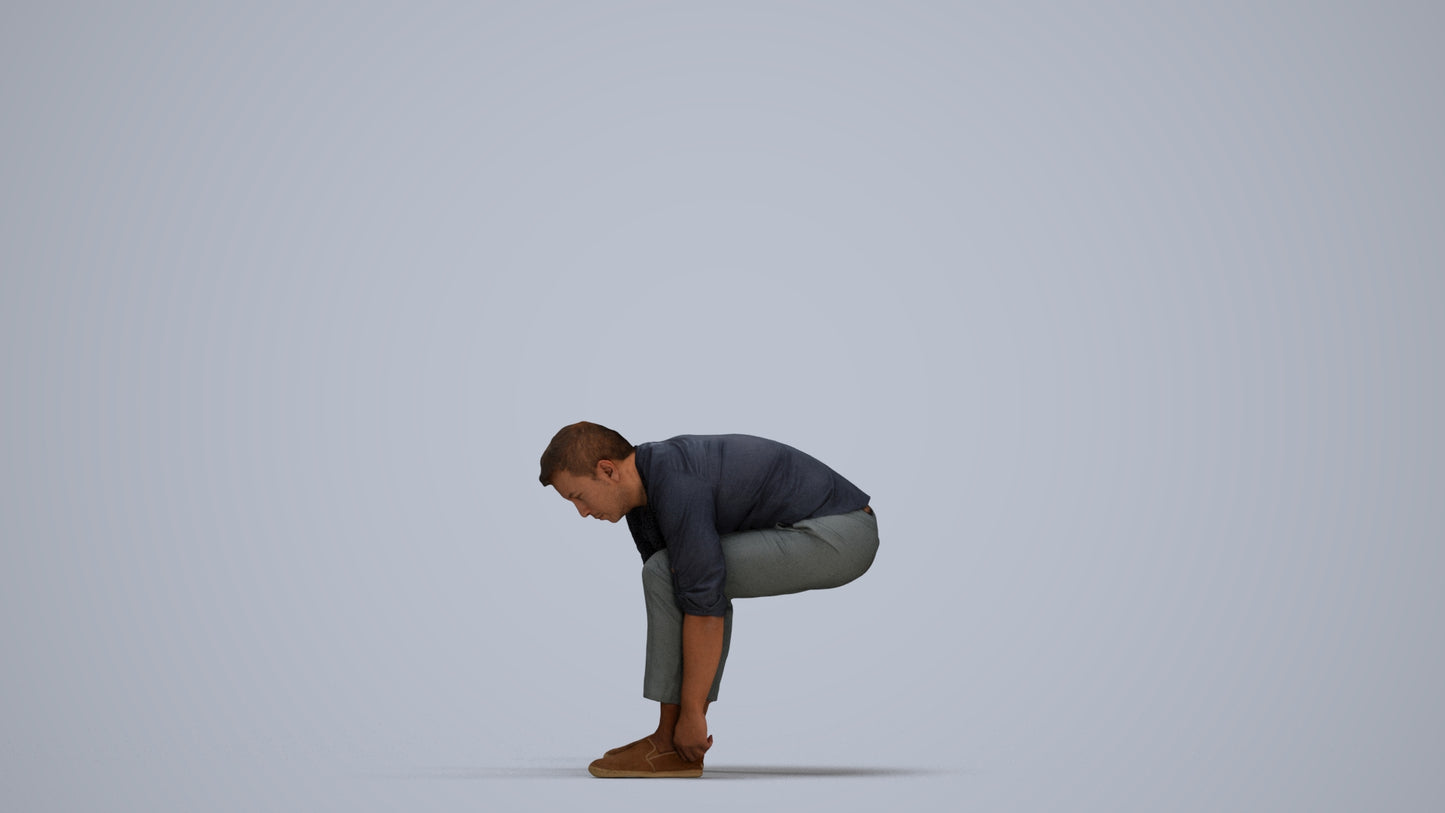 3D scanned man sitting casual, photorealistic archviz people for Enscape and SketchUp, standing pose render