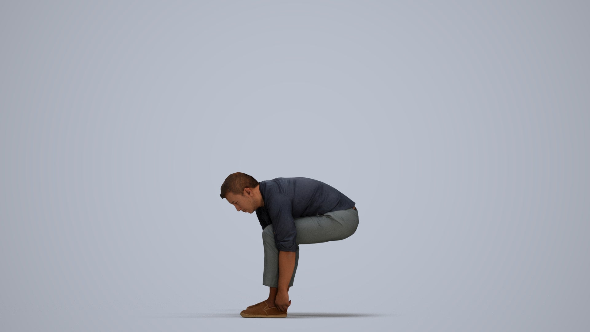 3D scanned man sitting casual, photorealistic archviz people for Enscape and SketchUp, standing pose render