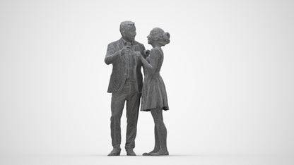 photogrammetry 3D woman formal couple, realistic human model archviz FBX, wireframe back view
