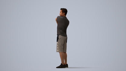 realistic 3D human man sport, archviz people FBX OBJ for Blender, three-quarter view render