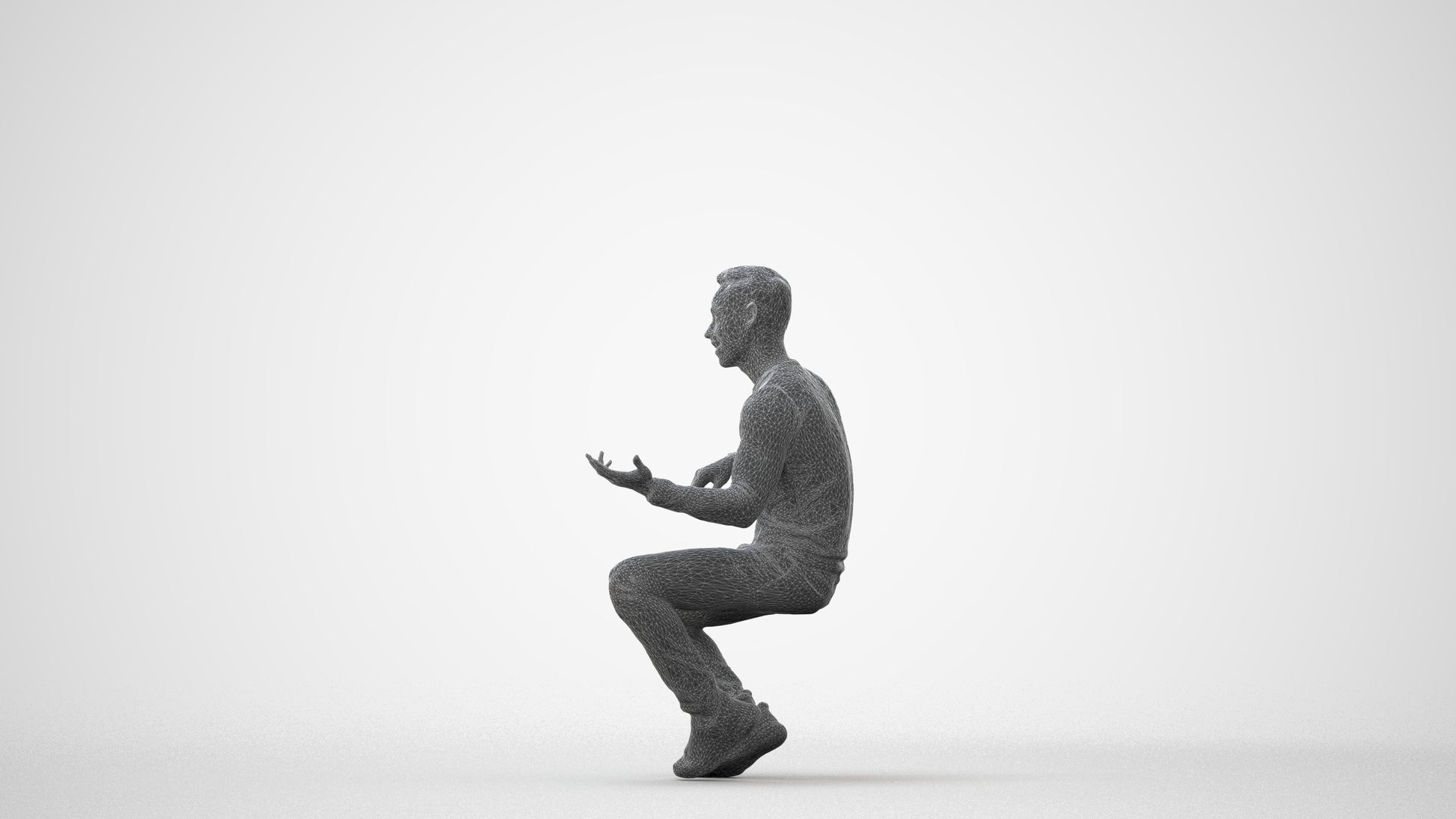 3D people model man casual sitting, scanned human for 3ds Max rendering, square thumbnail