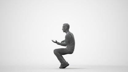 3D people model man casual sitting, scanned human for 3ds Max rendering, square thumbnail