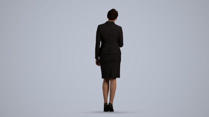 3D people model woman hospitality, scanned human for 3ds Max rendering, front view render