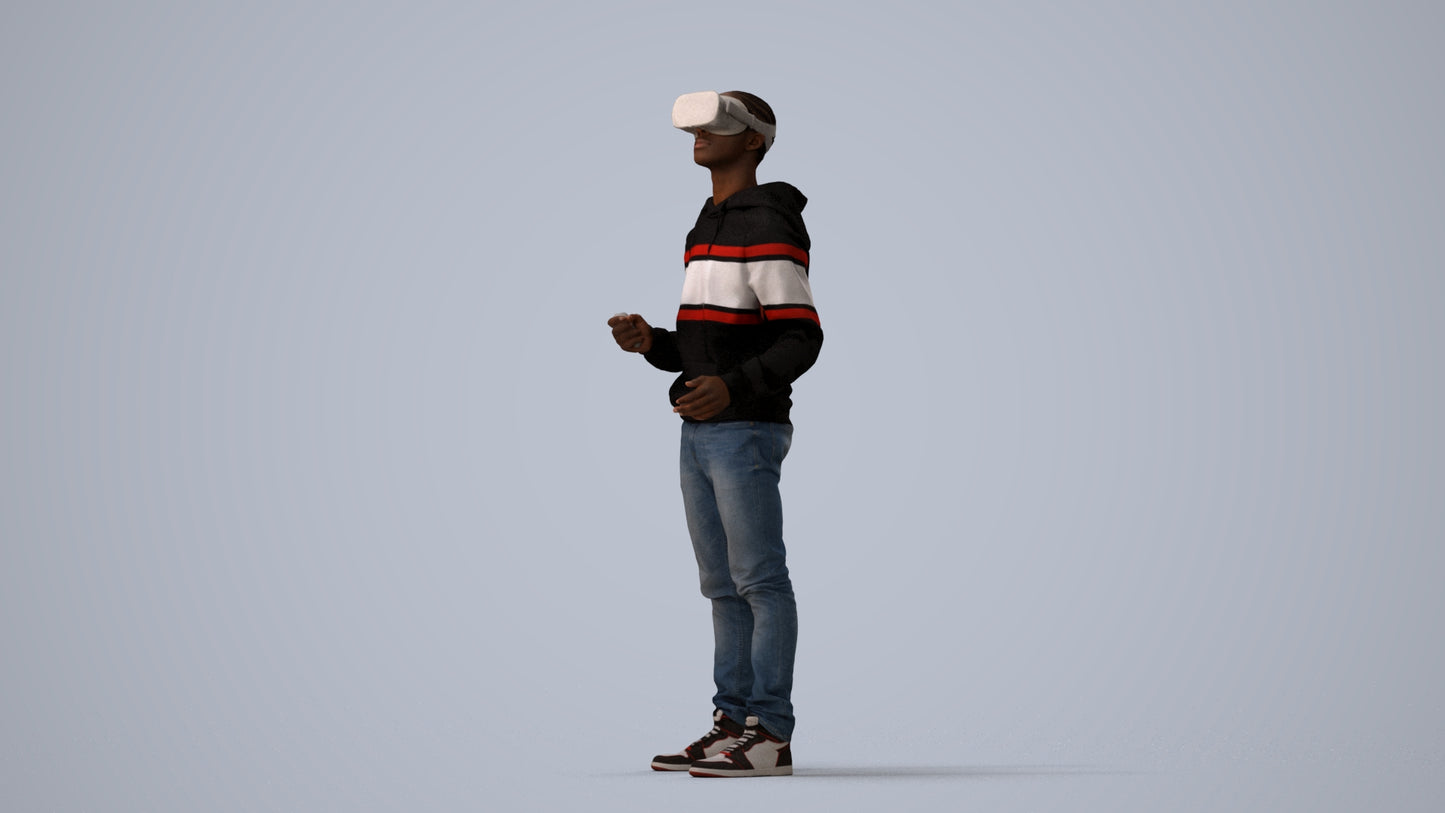 realistic 3D human boy casual kids, archviz people FBX OBJ for Blender, three-quarter view render