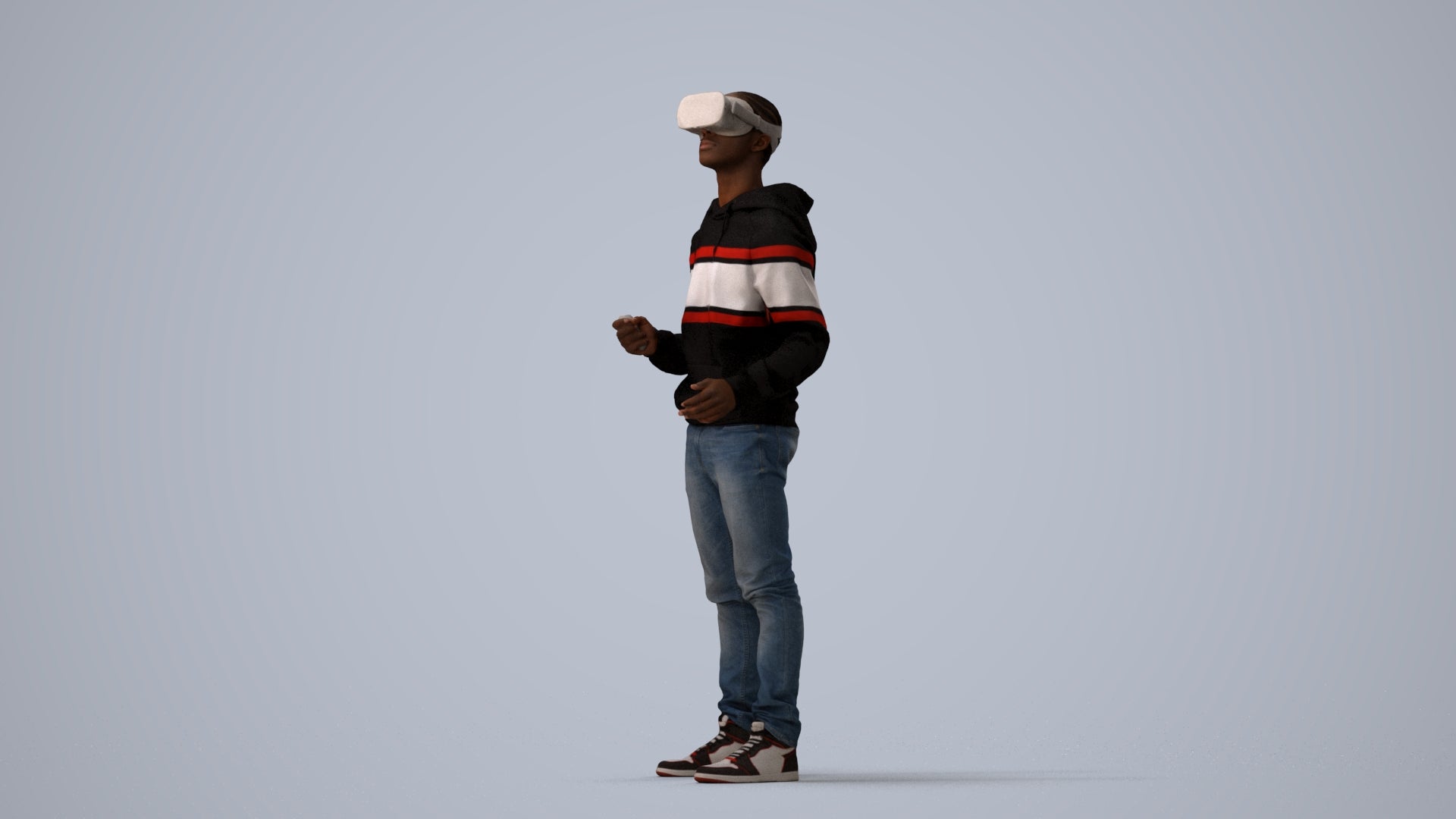 realistic 3D human boy casual kids, archviz people FBX OBJ for Blender, three-quarter view render
