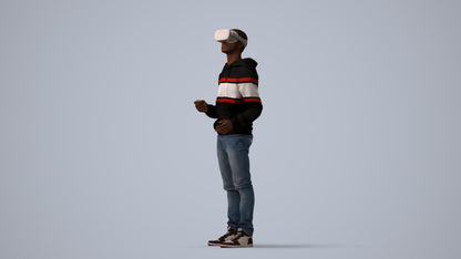 realistic 3D human boy casual kids, archviz people FBX OBJ for Blender, three-quarter view render