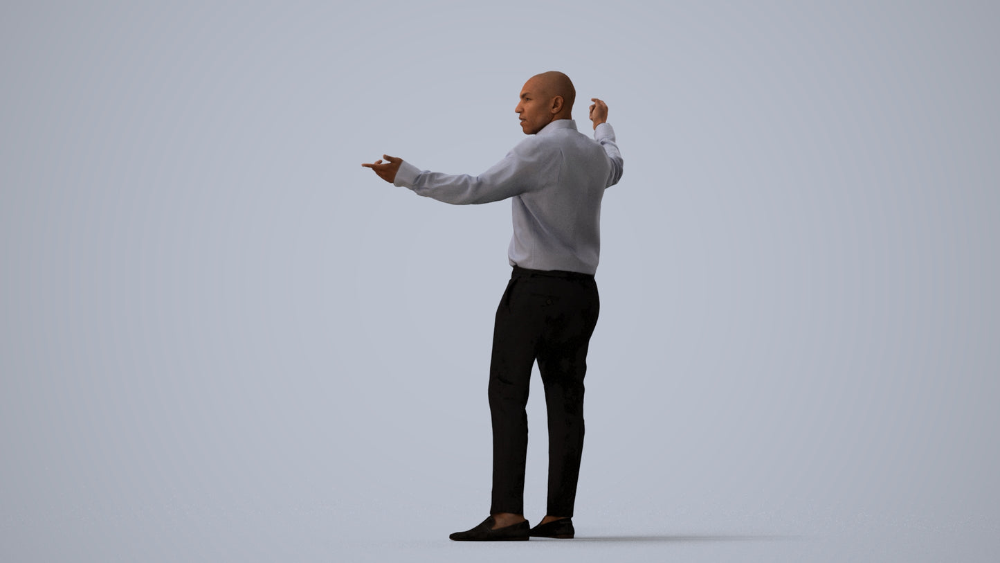 realistic 3D man business, scanned archviz people for Blender and 3ds Max, three-quarter view render