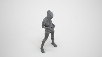 photogrammetry 3D woman casual standing, realistic human model archviz FBX, wireframe three-quarter view